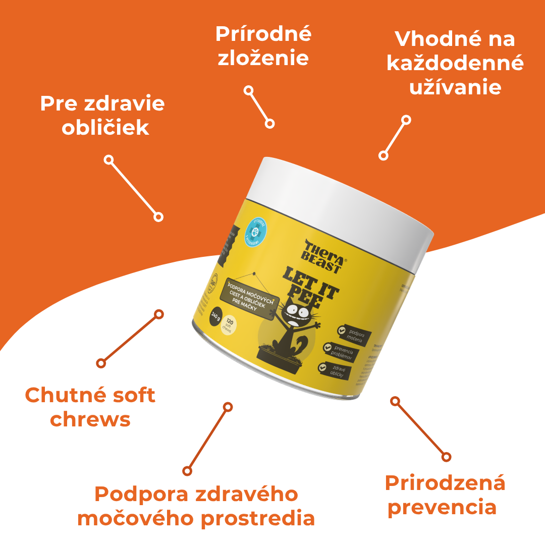 Podpora močových ciest a obličiek pre mačky