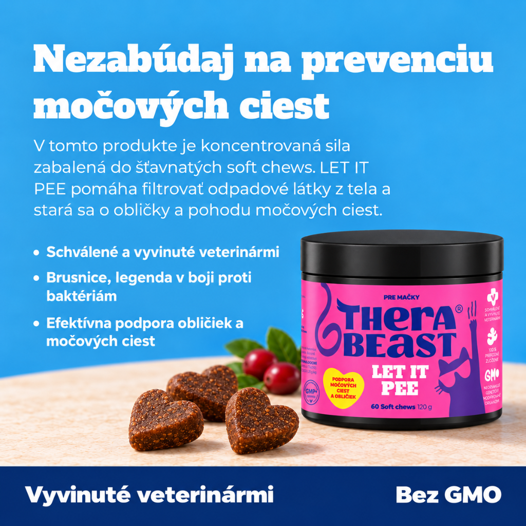 Podpora močových ciest a obličiek pre mačky